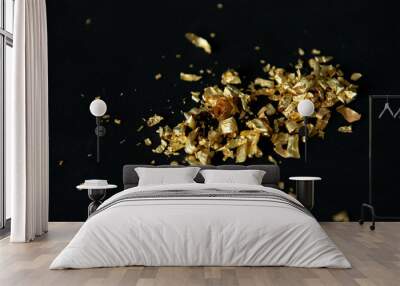 Gold Flakes on Black Wall mural