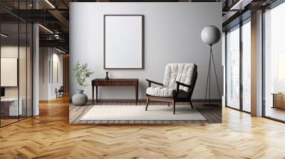 3D Interior with Elegant Furniture and Empty Frame Wall mural