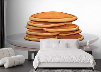 A plate with several dorayaki pancakes stacked neatly in two rows, sweet illustration Wall mural