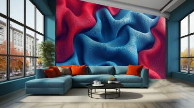 Close-up of layered fabric textures, illustration art Wall mural