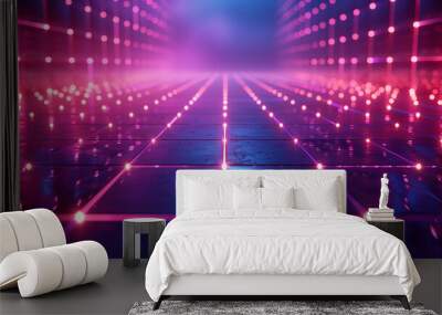 Neon retro grid Wall mural