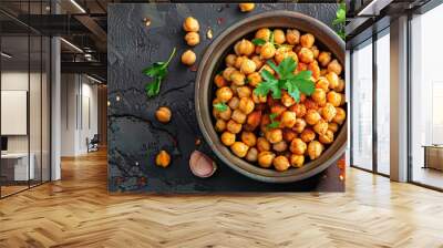 Roasted chickpeas with paprika and garlic powder, served as a high-protein snack Wall mural