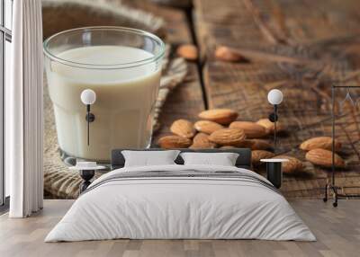 Two cartons of almond milk displayed side by side on a kitchen counter Wall mural