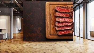 Two steaks on a hot grill with flames underneath Wall mural