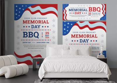 Set of BBQ Invitation for memorial day, memorial day barbeque invitation, flyer and facebook cover vector illustration eps 10
 Wall mural