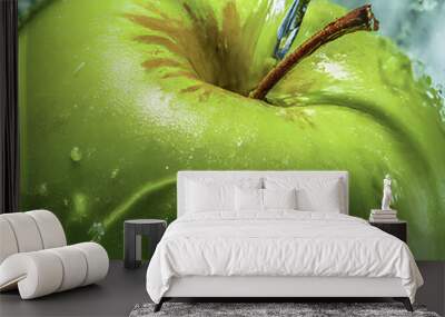 green apple with drops Wall mural