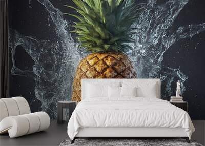 pineapple in water splash Wall mural