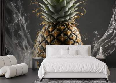 pineapple with water splash Wall mural