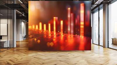 Abstract Cityscape with Glowing Towers and Bokeh Lights Wall mural