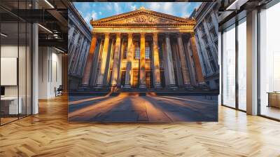 Classic Architecture Columns Golden Hour Sunlight Building Facade Wall mural