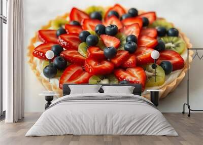 Delicious Fruit Tart with Strawberries  Blueberries and Kiwi Wall mural