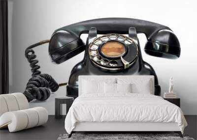 Old telephone on white background. Wall mural