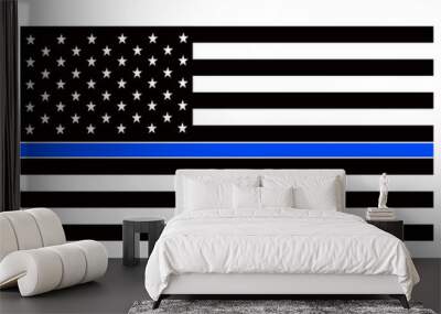 American police flag. Thin Blue Line American Police Flag. Wall mural