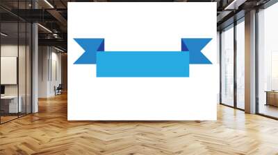 blue ribbon banner sign. blue ribbon banner on white background. Wall mural