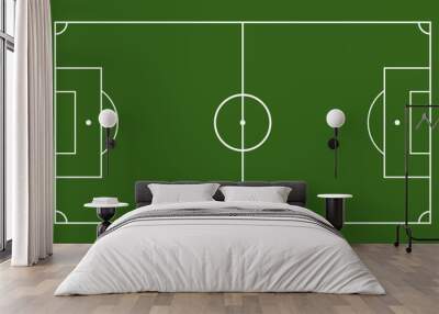 green field with soccer games strategy. football field or soccer field template. Wall mural