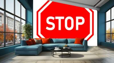 stop sign on white background. red stop symbol. traffic regulatory warning stop symbol. Wall mural