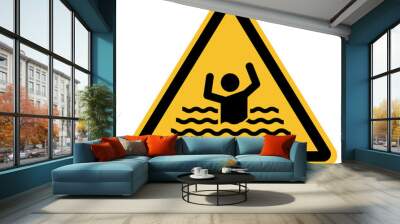 swim forbidden icon on white background. beware of drowning sign. drowning warning sign. flood warning symbol. flat style. Wall mural