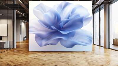 Delicate blue abstract flower with soft, overlapping petals, creating a minimalist yet elegant background. Wall mural