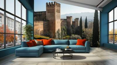 The Alhambra Alcazaba fortress, with its thick walls and towers offering panoramic views. Wall mural