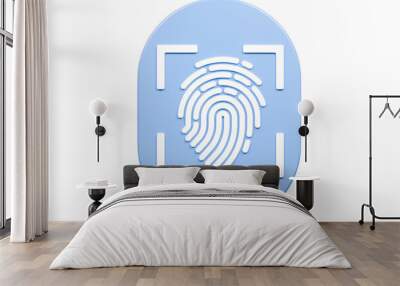 3d protection scan fingerprint icon. biometric verification. touch id fingerprint. minimal fingerpri Wall mural