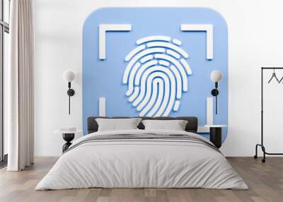 3d protection scan fingerprint icon. biometric verification. touch id fingerprint. minimal fingerpri Wall mural