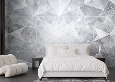 Abstract Geometric Pattern with Interlocking Triangles and Glowing Highlights Wall mural