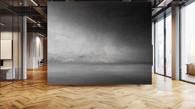 panorama of concrete floor and wall backgrounds, empty dark room, use for display products. Wall mural