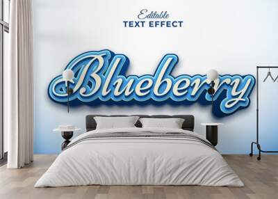 Blueberry fruit theme 3d editable text effect template Wall mural