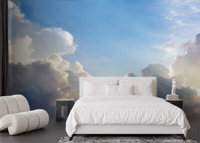 Dark cloudy sky twilight on rainy season. Wall mural