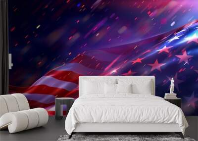 banner with US flag and Vote 2024 text, ideal for US presidential election Wall mural