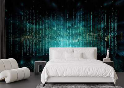 Digital binary data on computer screen Wall mural