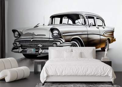 Old classic car on white background created with AI	 Wall mural