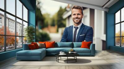 Portrait of real estate agent Wall mural