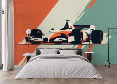 Racing car on formula 1 track created with AI	
 Wall mural