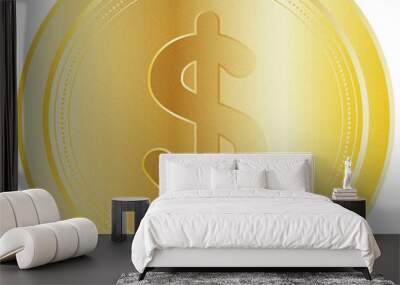 golden dollar coin symbol Wall mural