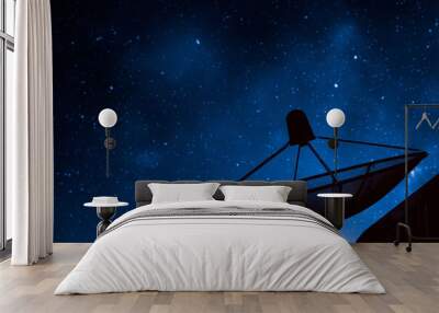 silhouette satellite dish on night sky background Wall mural