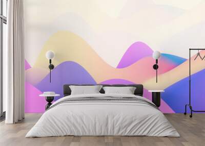 Abstract dynamic twisted wave background. Trendy neon gradient wavy surface 3d illustration Wall mural