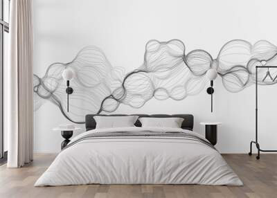 contour bubble waves with particles decorative on white background. futuristic wavy backdrops Wall mural