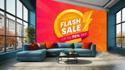 Flash sale special offer banner with 3d sale deal promotion gradient banner template design abstract vector background Wall mural