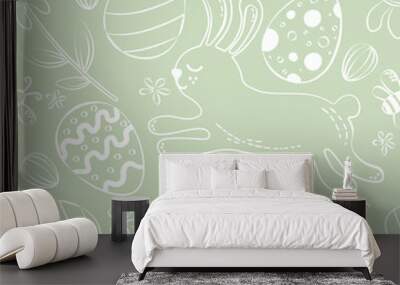 easter green pattern in traditional ornaments vector Wall mural