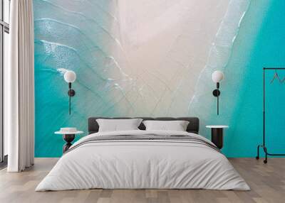 Aerial view Idyllic white sand sea beach turquoise water Wall mural