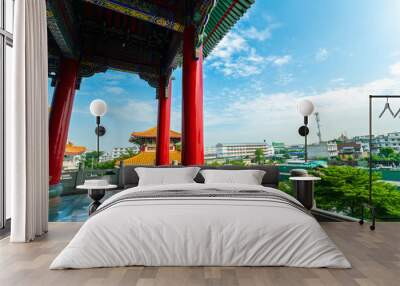 Architecture of chinese buddhist temple against blue sky Wall mural