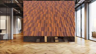 Background of orange brown new house roof texture in rural village real estate industry Wall mural