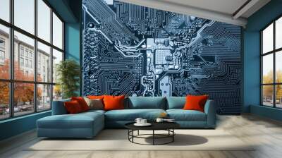 Electronic circuit board close up. X-ray effect. Wall mural