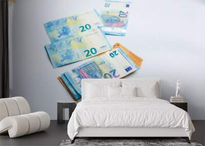 Euro zone money note spread on white background Wall mural