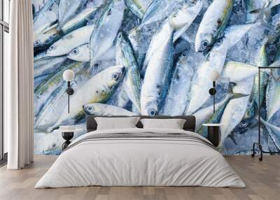 Fresh tuna fish background sell in seafood market Wall mural