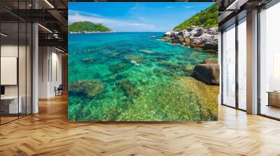 Seashore rocky sea beach turquoise water Wall mural