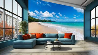 White sand beach and blue sky summer vacation Wall mural