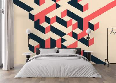 abstract geometric isometric shape layout design template background modern art style Wall mural