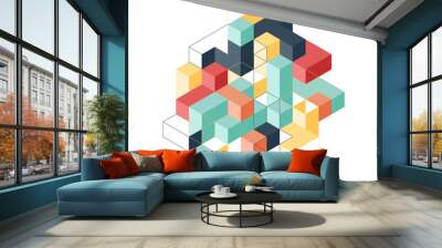 Abstract geometric isometric shape layout design template background modern art style Wall mural